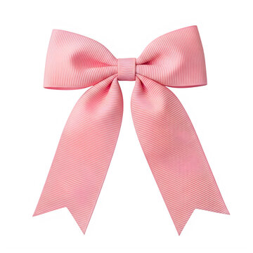 A pink bow with long tails on a white background isolated on transparent background