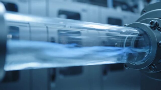 Abstract Optical Elements Extreme close-up on a piece of industrial glass, a lens, or a sensor housing, where internal light sources or reflections create subtle refractions and light patterns under