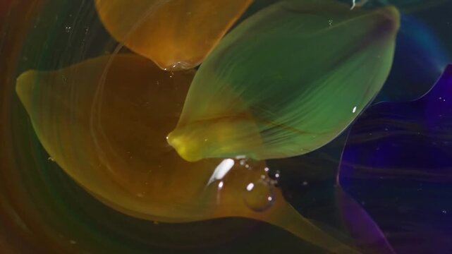 Serene Viscosity Emphasize the calming, slow-motion movement of a thick, translucent botanical fluid.