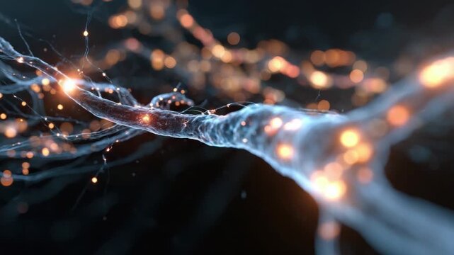 Neural Network Illumination: A mesmerizing view of the neural network, capturing the core of information. The neuron-like structures are highlighted by vibrant glows.