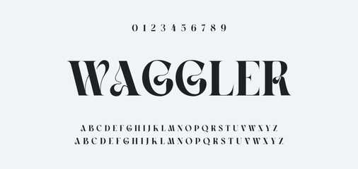 Fototapeta premium Abstract Fashion font alphabet. Minimal modern urban fonts for logo, brand etc. Typography typeface uppercase lowercase and number. vector illustration