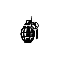 Obraz premium Minimal monochrome hand grenade icon isolated on white background representing explosive weapon used in military combat situations.