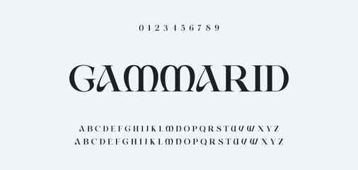 Abstract Fashion font alphabet. Minimal modern urban fonts for logo, brand etc. Typography typeface uppercase lowercase and number. vector illustration