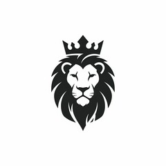 Obraz premium A majestic lion's head with a crown on a white background
