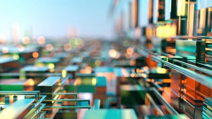 Futuristic electronic circuit board shimmering in data center.