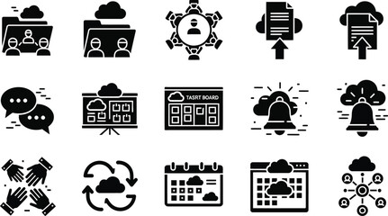 Collection of black and white rocket and explosion icons © MSTSALINA