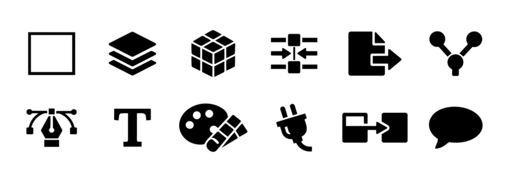 UI UX Design Tools and Figma Workflow Icons Set &ndash; Artboard Layer Component Prototype Export Vector Icons