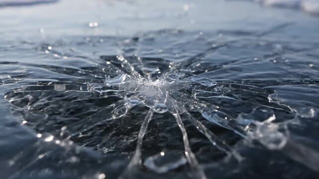 Environmental Detail The natural occurrence of thin, brittle ice in a cold, wintry setting.