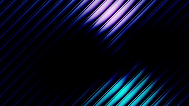 Ribbed glass gradient effect with fluid motion background, wavy abstract loop animation of blue and purple tones stripes for creative projects