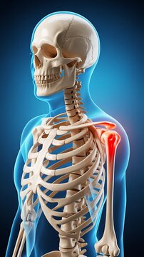Detailed 3D Human Skeletal System with Focus on Shoulder Joint Illustration