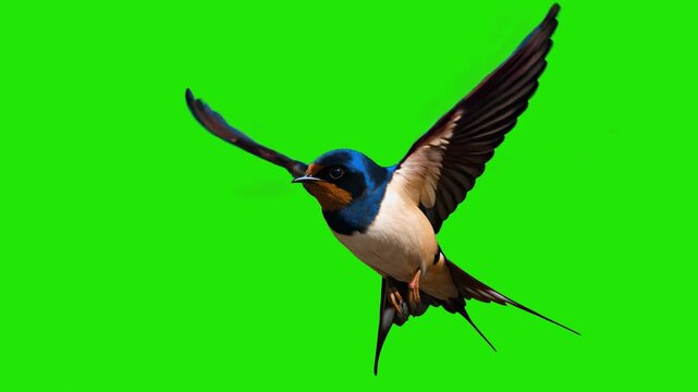 Barn Swallow Flying Toward Camera on Green Screen 4K Looped Animation