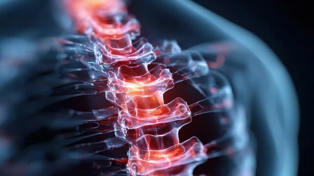 Spine Anatomy: An abstract representation showcases the intricate structure and functionality of the spinal column and highlighting its critical role in health and well-being.