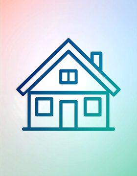 A simple line drawing of a house with a triangular roof