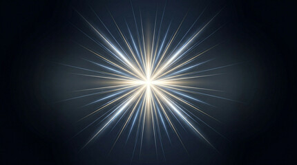 Obraz premium A radiant starburst shines brightly against a dark background, emitting light rays in an abstract illustration.