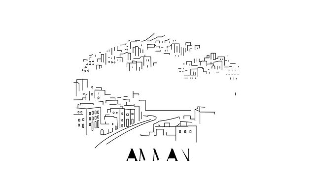 Animation Of Amman City Line Draw Simple Minimalist