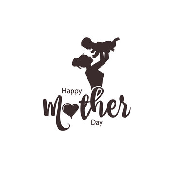 Happy Mother's Day Calligraphy Lettering with Hearts
