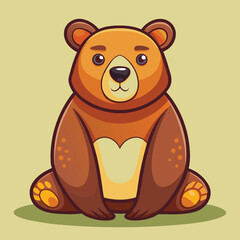 Fototapeta premium Cute Sitting Bear Cartoon Character Vector Illustration