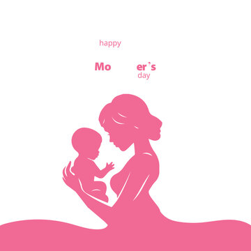 Happy Mother's Day Calligraphy Lettering with Hearts
