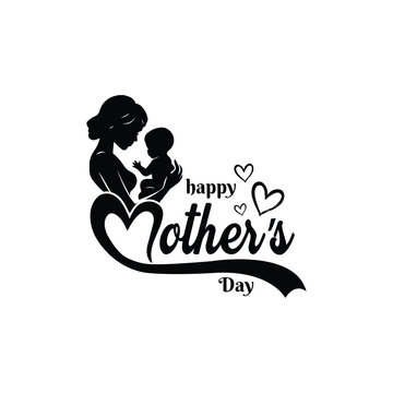 Happy Mother's Day Calligraphy Lettering with Hearts
