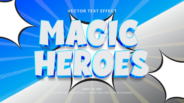 magic heroes editable text effect 3d vector