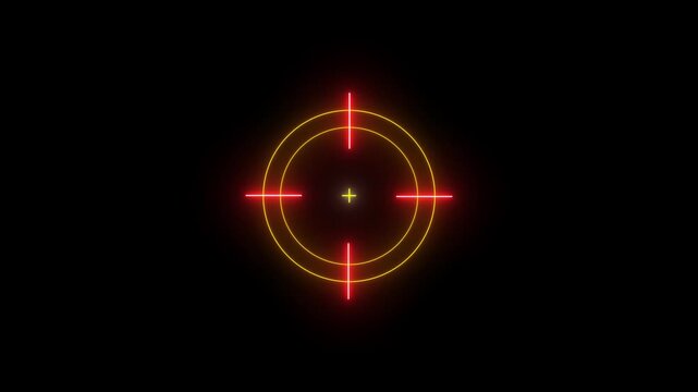 Neon glowing light target icon animation with blue color. target and arrow icon. Military training , Military target icon animation .with video animation.