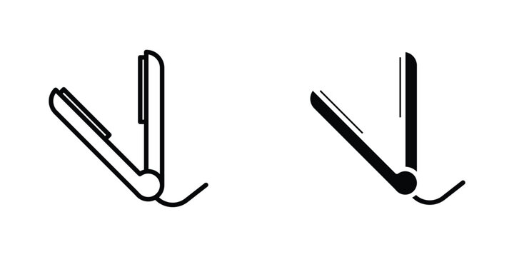 Hair straightener icon in doodles flat and line stroke pack