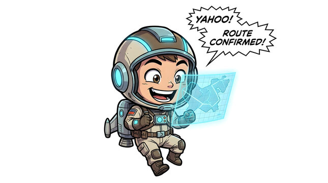 Cartoon Astronaut in Space Suit Sitting.