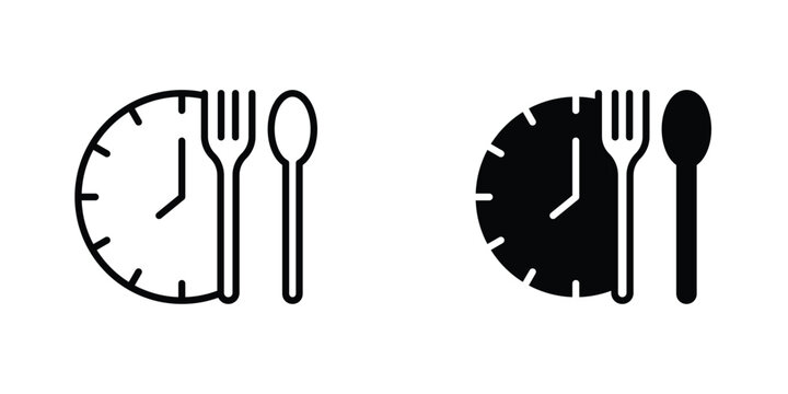Lunch time icon in doodles flat and line stroke pack