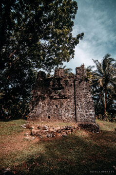 View of a part of Guiob Church Ruins in Camiguin, Philippines.
