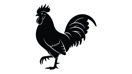 A black silhouette of a rooster standing on one leg © SILHUETTECHEMBER