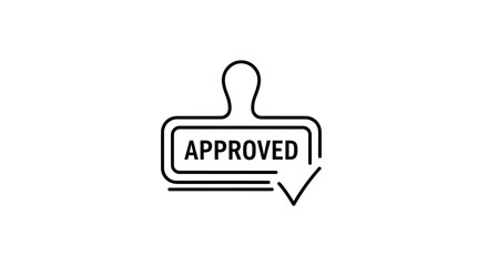 Obraz premium Approved Stamp Icon with Check Mark, Simple Line Design, Business Approval Concept