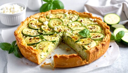 Delicious Zucchini and Feta Quiche - A Savory Summer Tart.