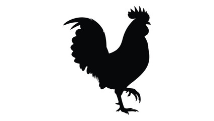 A black silhouette of a rooster standing on one leg © SILHUETTECHEMBER