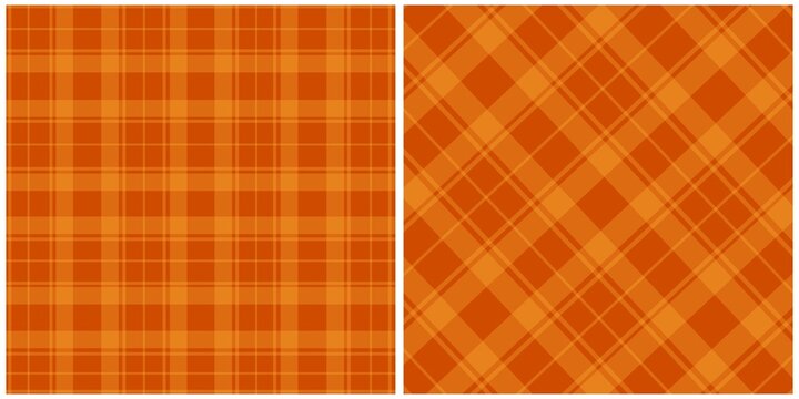Autumn Orange Plaid and Tartan Seamless Patterns
