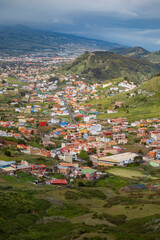 Fototapeta premium Colorful Village Vega de las Mercedes in Anaga Mountains Tenerife with Copy Space