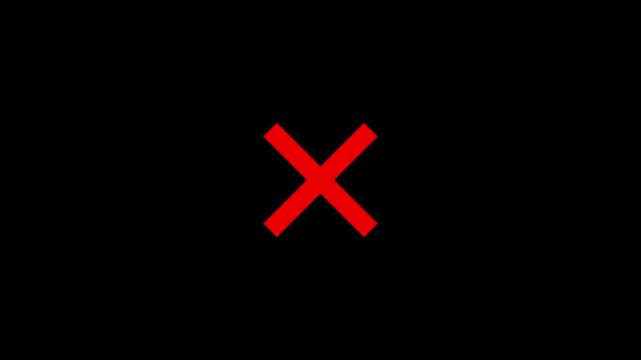 Red cross animation icon for close button and rejection concept