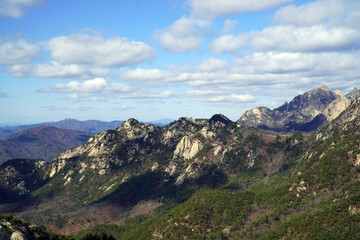 Remains of Mt. Bukhan's Amneung, sunny weather, and clouds