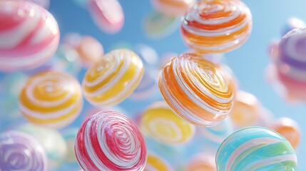 Candy discs, bright and sweet, hover near.