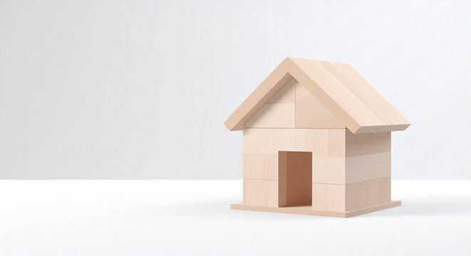 積み木 木製の家  家 住宅　街　生成AI

