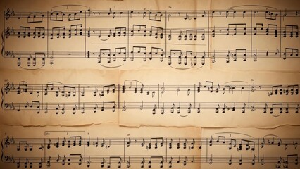 Vintage sheet music showing musical notation on paper.