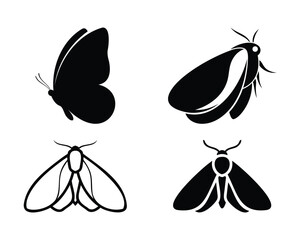 Set of 4 butterfly silhouettes, isolated on transparent and white background, vector © Shanta Akter Ahk