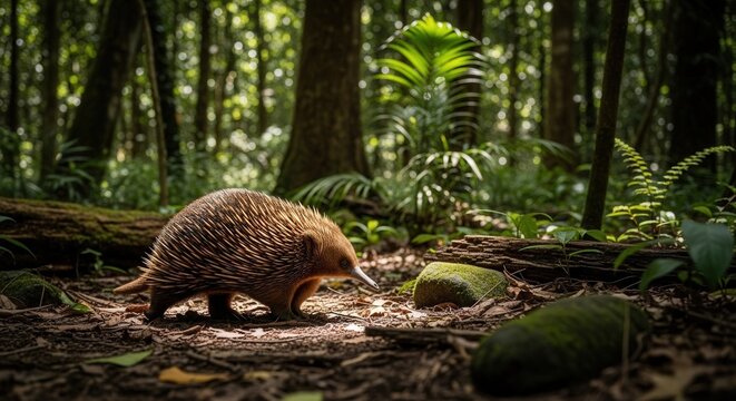 Wild North American Porcupine Walking Through Dense Forest Floor