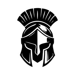 Logo casco legionario romano. Icono con casco romano con penacho visto de frente  © teracreonte