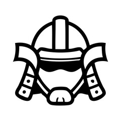 Logo casco de guerrero samurái. Icono con antiguo casco samurái © teracreonte