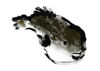 ふぐの和風筆書きイラスト © 詩織