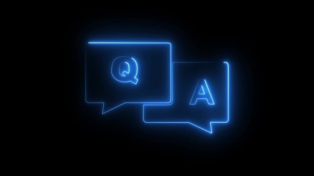 q and a question and answer animated session icon q n a neon 4k screen Animated Question and Answer the letters Q and A. Speech bubbles with Question and Answer icon isolated