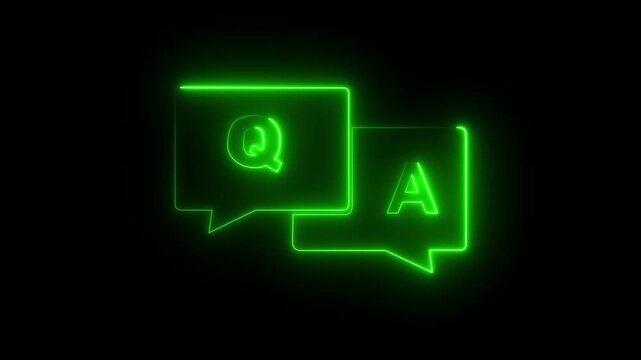 q and a question and answer animated session icon q n a neon 4k screen Animated Question and Answer the letters Q and A. Speech bubbles with Question and Answer icon isolated