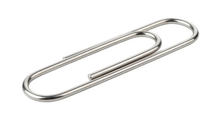 A single metallic paperclip in a clean studio shot, a high-quality PNG isolated on transparent background for versatile design use.