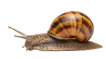 Side Profile of a Common Snail Moving Slowly, Expertly Captured as a PNG Isolated on Transparent Background for Clean Design Assets