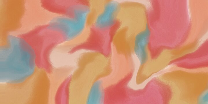 Fond abstrait avec motif de taches fluides multicolores aux tons rouge corail, orange, ocre et rose